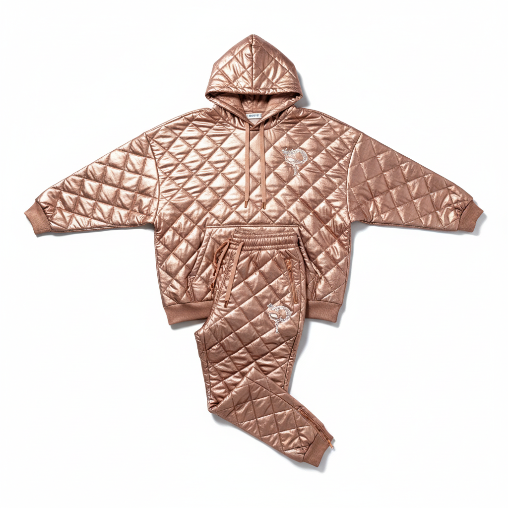 Rose Gold Quilted Matching Set