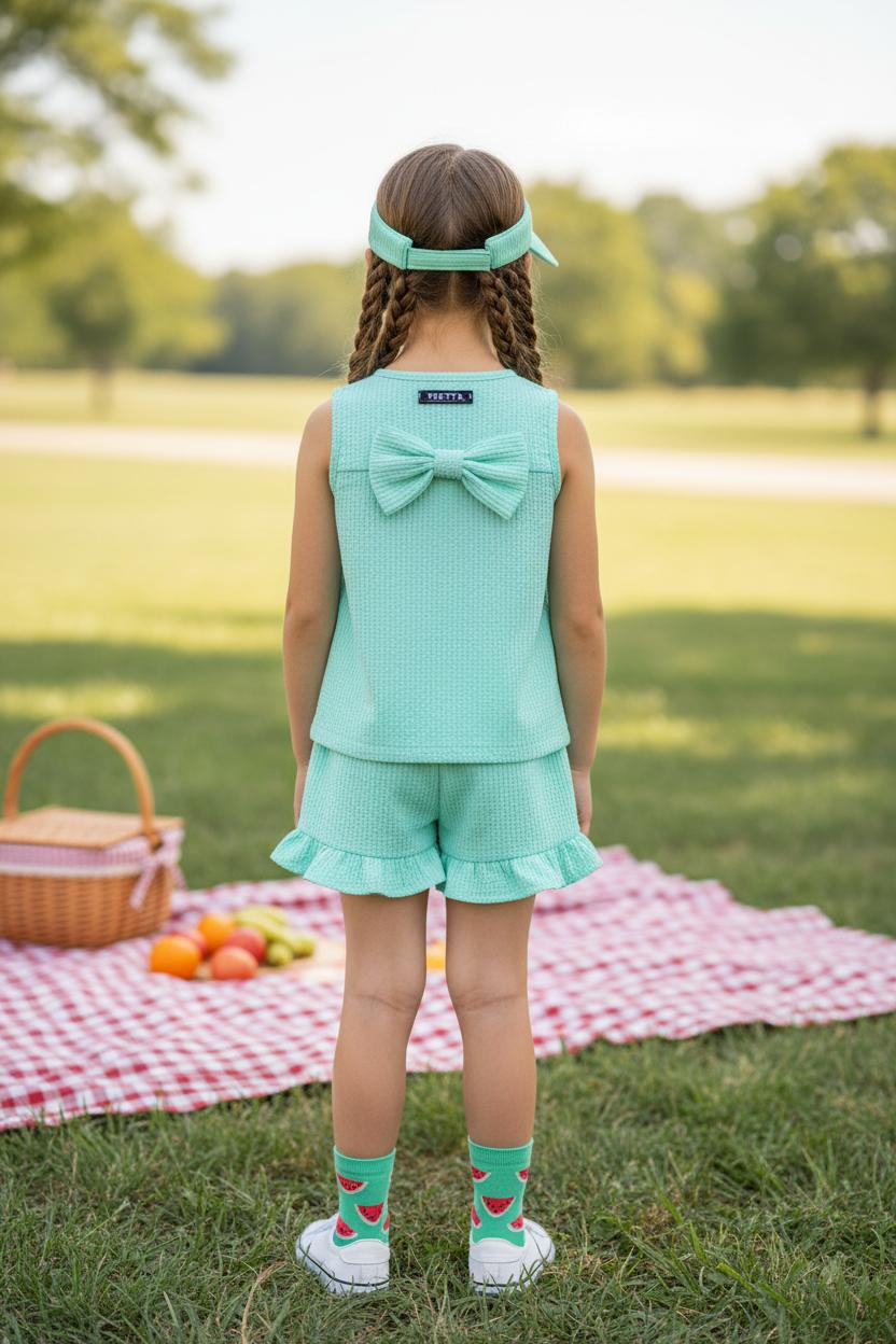 Mint Bow Kids Set