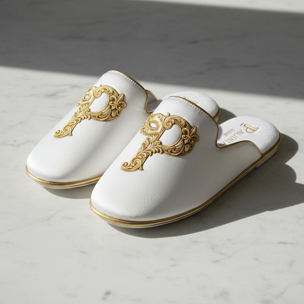 White Leather Slippers