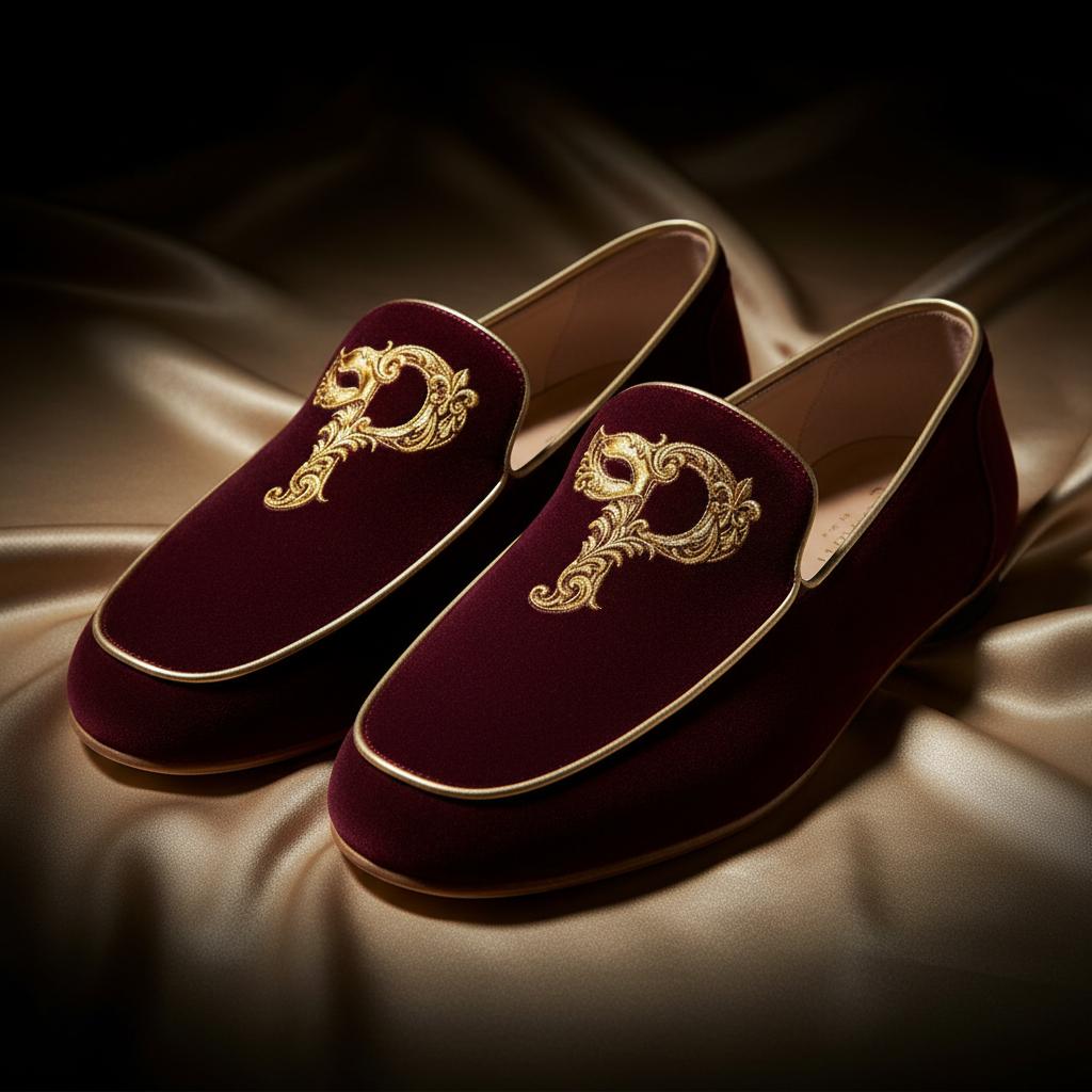 Burgundy Velvet Loafers
