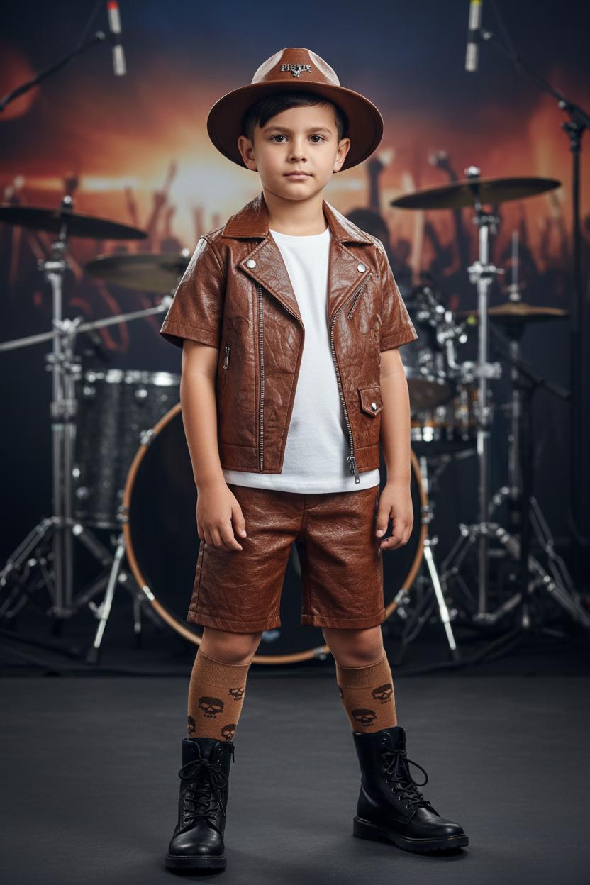 Kids Brown Biker Set