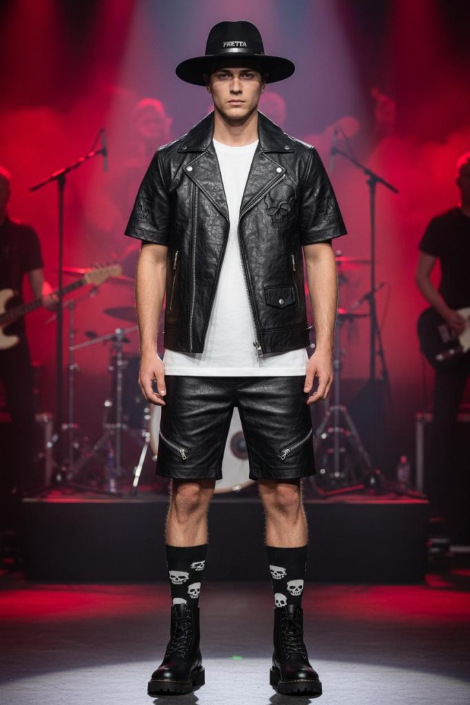 Black Leather Biker Set