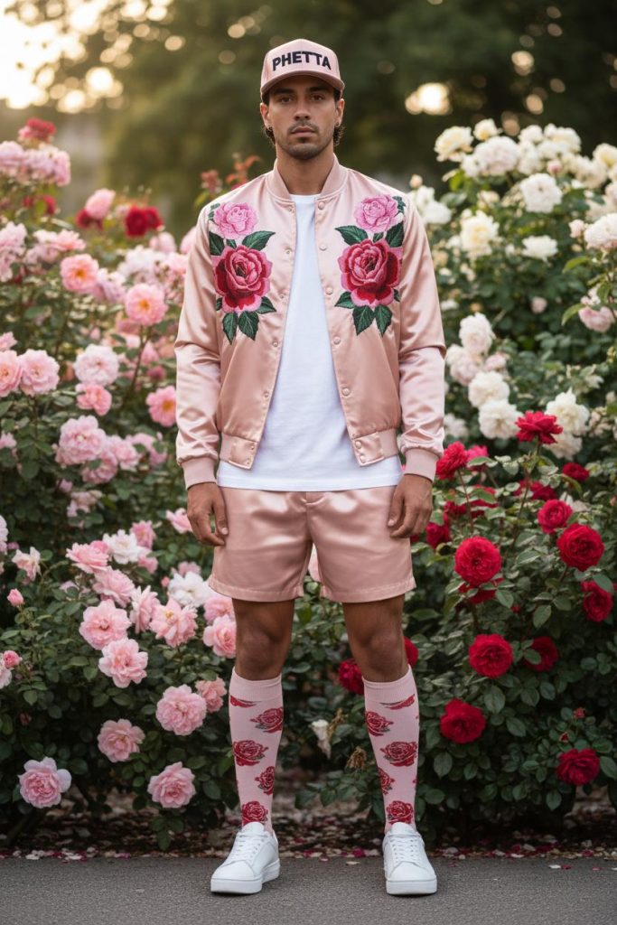 Pink Floral Bomber Set