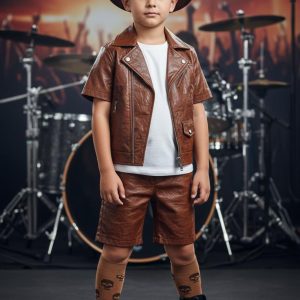 Kids Brown Biker Set